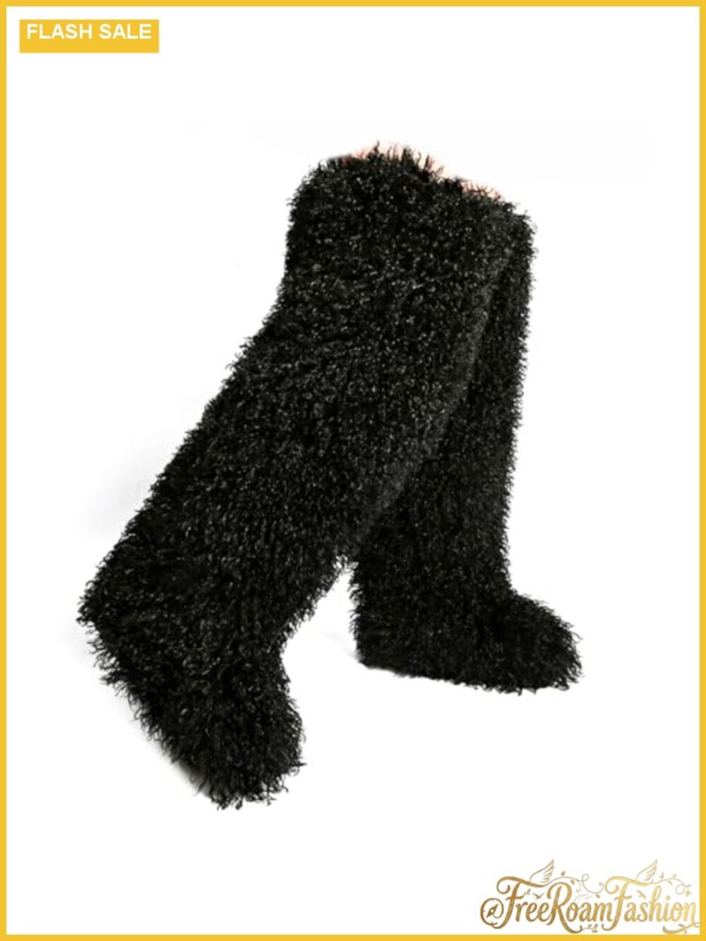 Faux Fur Over the Knee Boots Flat Thigh High Pull On Winter Boots